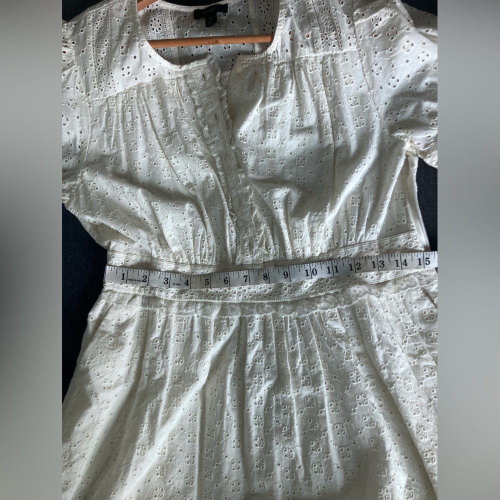 J CREW Off White Eyelet Aline Cotton Dress Size 8 - Picture 8 of 13